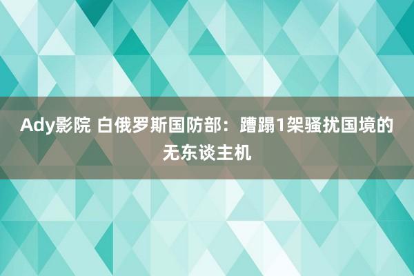 Ady影院 白俄罗斯国防部：蹧蹋1架骚扰国境的无东谈主机