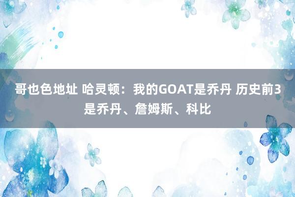 哥也色地址 哈灵顿：我的GOAT是乔丹 历史前3是乔丹、詹姆斯、科比