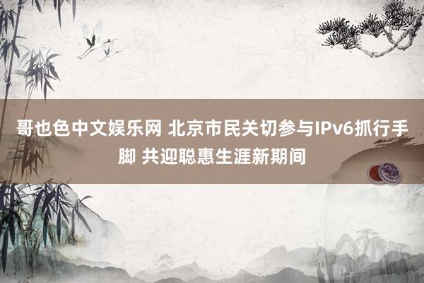 哥也色中文娱乐网 北京市民关切参与IPv6抓行手脚 共迎聪惠生涯新期间