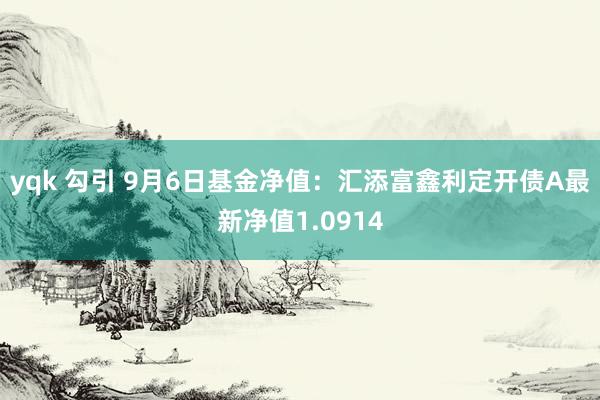 yqk 勾引 9月6日基金净值：汇添富鑫利定开债A最新净值1.0914