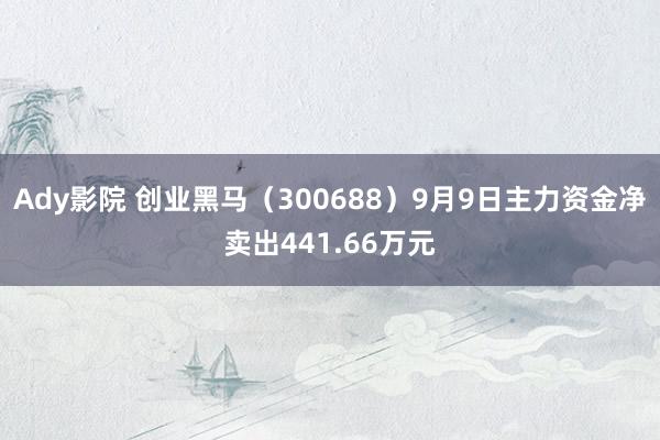 Ady影院 创业黑马（300688）9月9日主力资金净卖出441.66万元