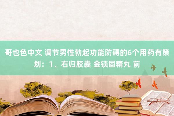 哥也色中文 调节男性勃起功能防碍的6个用药有策划：1、右归胶囊 金锁固精丸 前