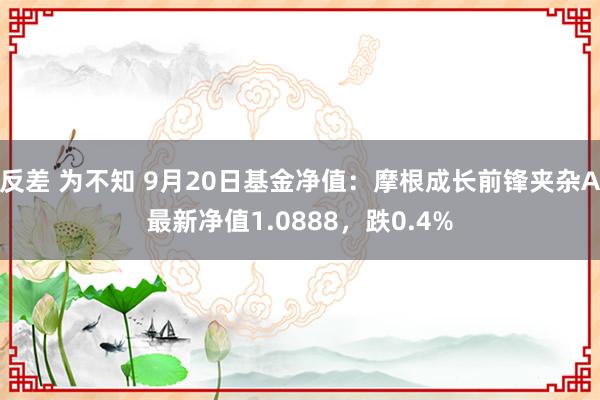 反差 为不知 9月20日基金净值：摩根成长前锋夹杂A最新净值1.0888，跌0.4%