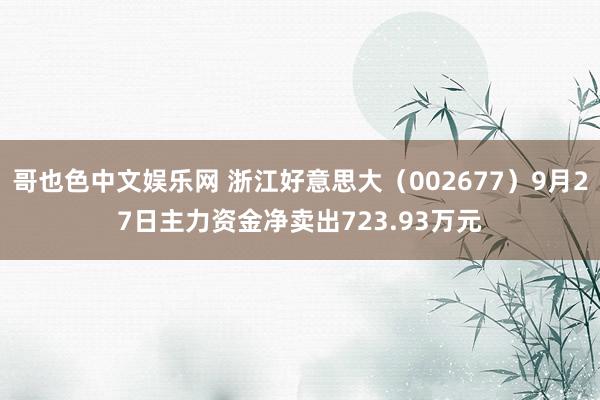 哥也色中文娱乐网 浙江好意思大（002677）9月27日主力资金净卖出723.93万元