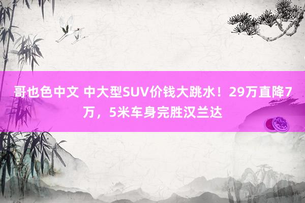 哥也色中文 中大型SUV价钱大跳水！29万直降7万，5米车身完胜汉兰达