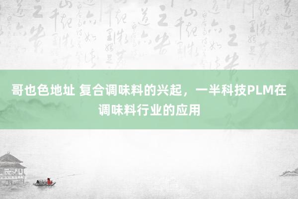 哥也色地址 复合调味料的兴起，一半科技PLM在调味料行业的应用