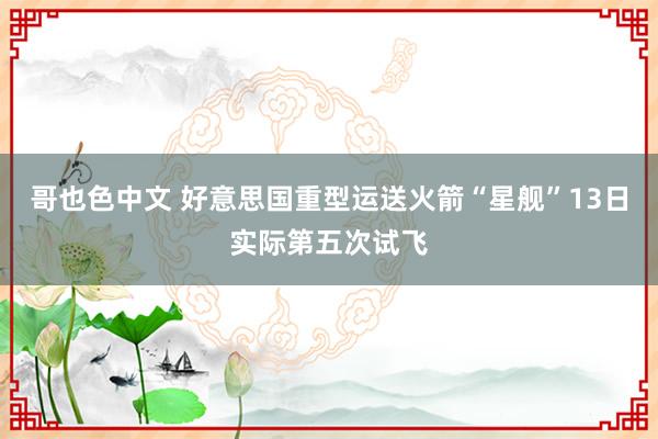 哥也色中文 好意思国重型运送火箭“星舰”13日实际第五次试飞