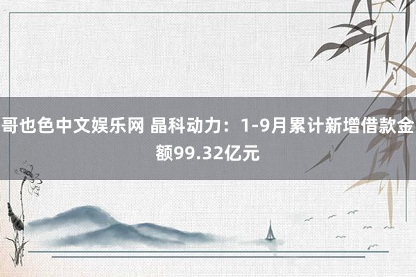 哥也色中文娱乐网 晶科动力：1-9月累计新增借款金额99.32亿元