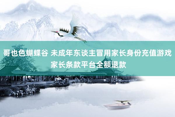 哥也色蝴蝶谷 未成年东谈主冒用家长身份充值游戏 家长条款平台全额退款