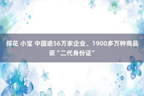 探花 小宝 中国逾56万家企业、1900多万种商品获“二代身份证”