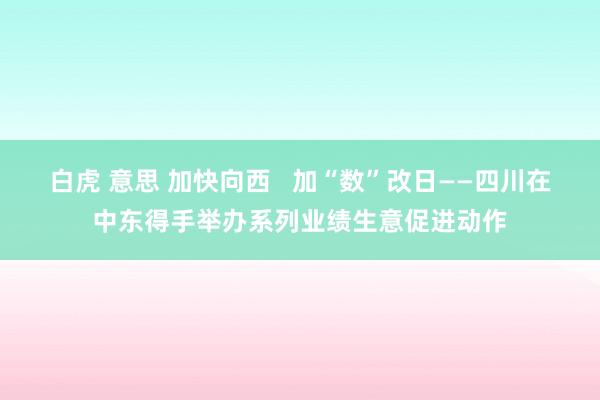 白虎 意思 加快向西   加“数”改日——四川在中东得手举办系列业绩生意促进动作