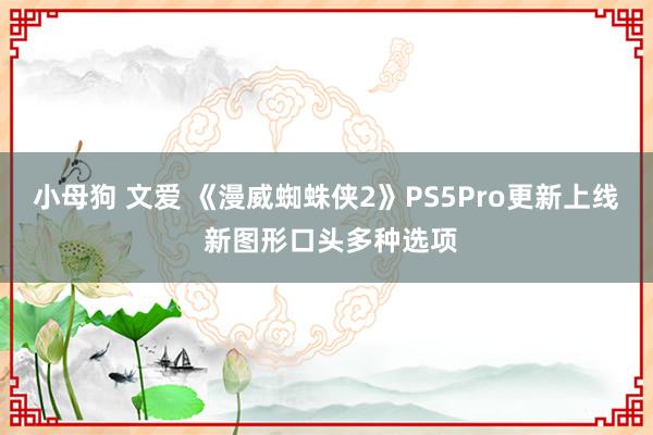 小母狗 文爱 《漫威蜘蛛侠2》PS5Pro更新上线 新图形口头多种选项