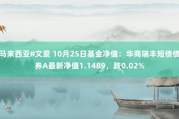 马来西亚#文爱 10月25日基金净值：华商瑞丰短债债券A最新净值1.1489，跌0.02%