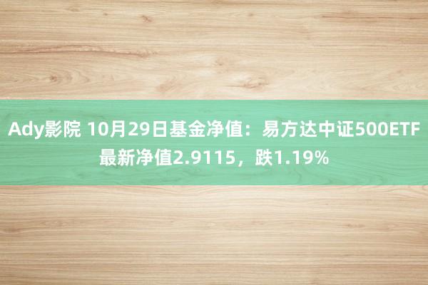 Ady影院 10月29日基金净值：易方达中证500ETF最新净值2.9115，跌1.19%