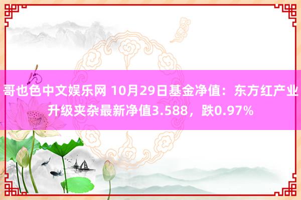 哥也色中文娱乐网 10月29日基金净值：东方红产业升级夹杂最新净值3.588，跌0.97%