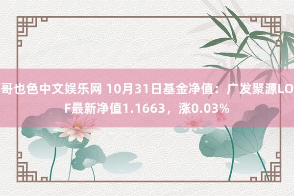 哥也色中文娱乐网 10月31日基金净值：广发聚源LOF最新净值1.1663，涨0.03%