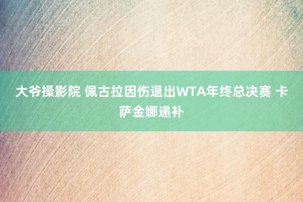 大爷操影院 佩古拉因伤退出WTA年终总决赛 卡萨金娜递补